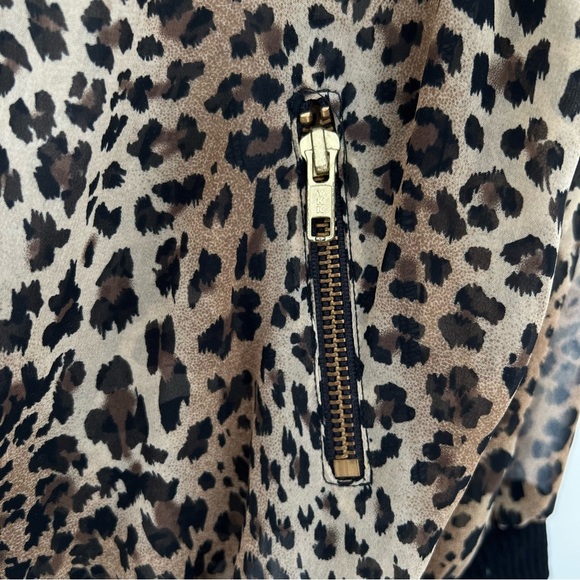 See You Monday Brown and Black Leopard Print Sheer Bomber Jacket XS S - Picture 3 of 7